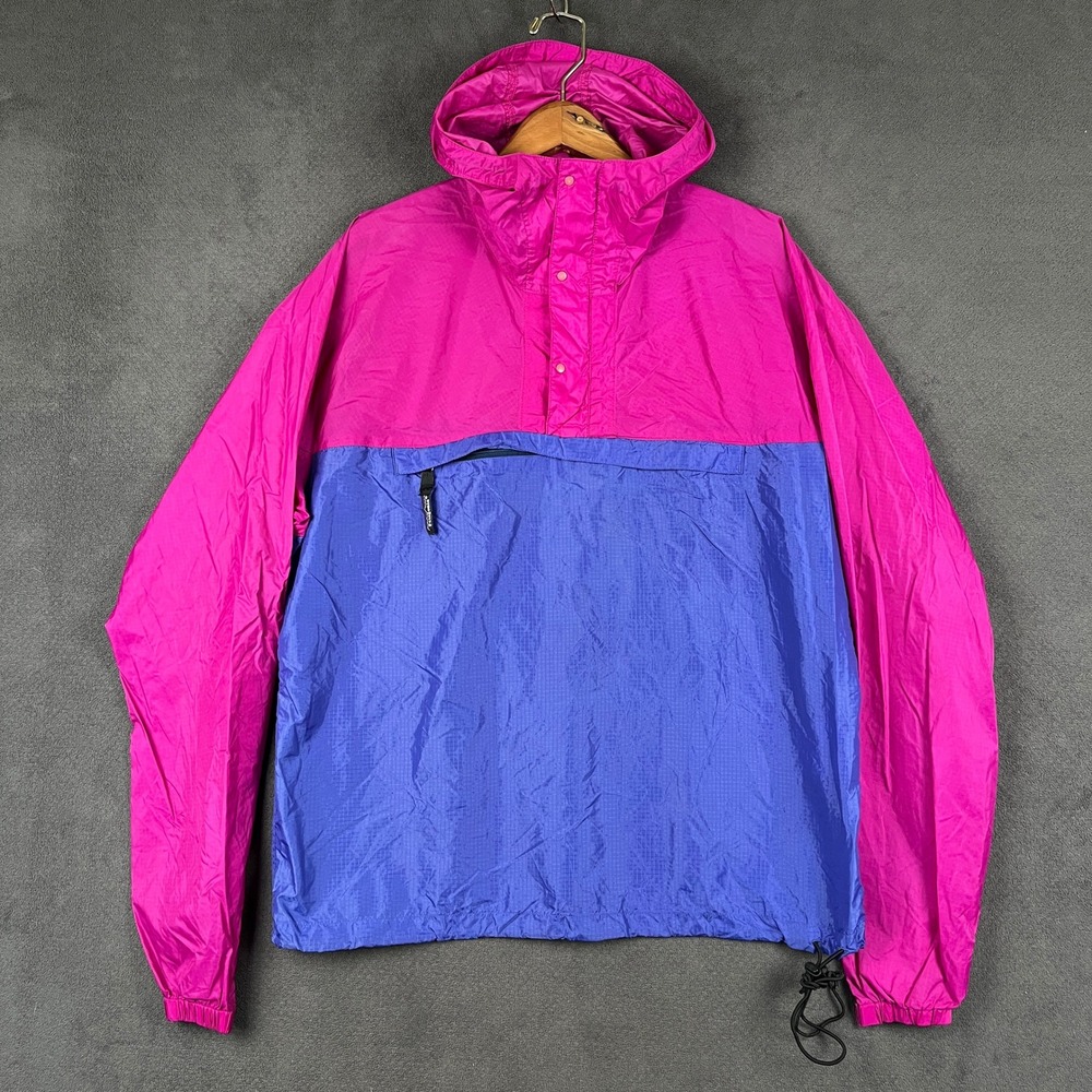 Vintage Patagonia Anorak Windbreaker Mens Medium Pink Blue Colorblock Pullover